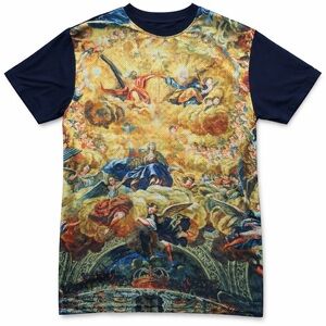 Chemistry Renaissance Angel Art Mesh Tee M| Baroque Graphic Streetwear Shirt